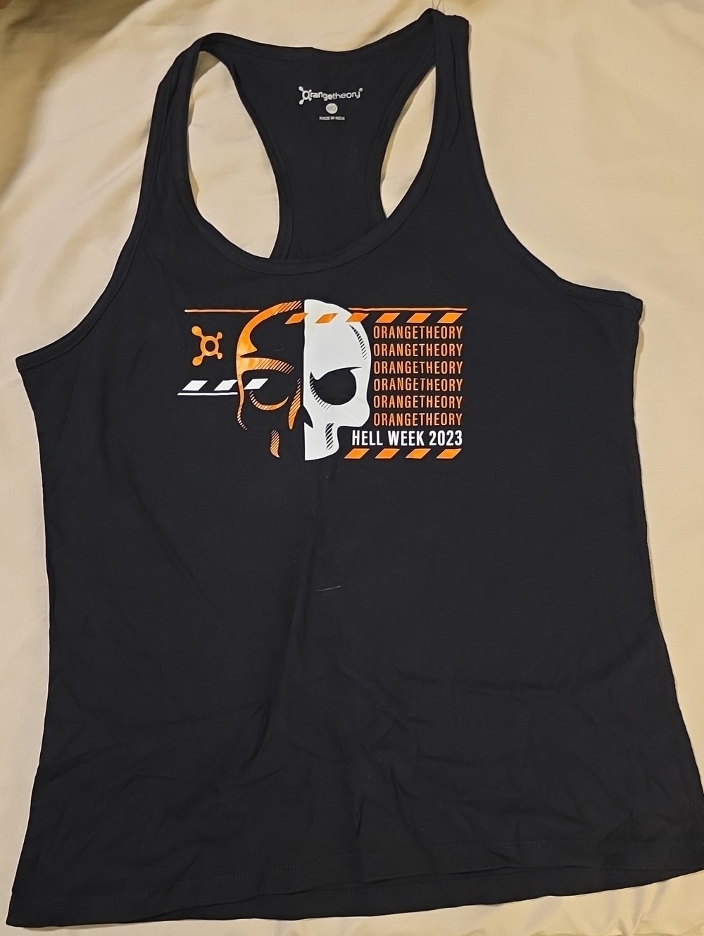 Orangetheory Hell Week 2023 Black Tank Top with Orange & White Graphic